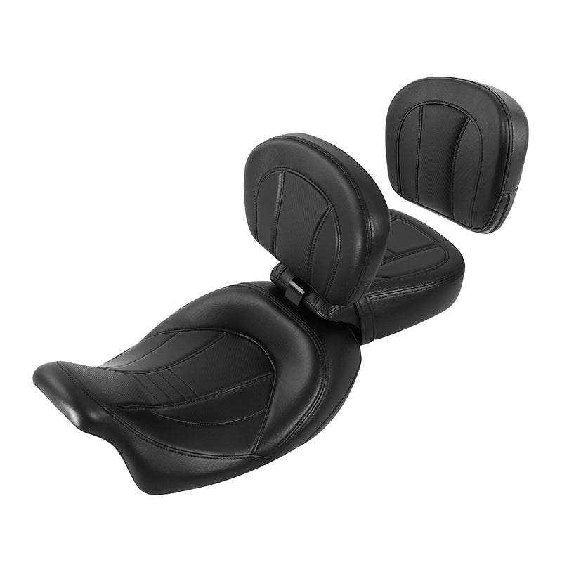 C.C. RIDER Touring Seat Two Piece Low Profile Driver Passenger Seat With  Backrest For Road Glide Street Glide Road King, Black, 2014-2022 -  Seat+Rider