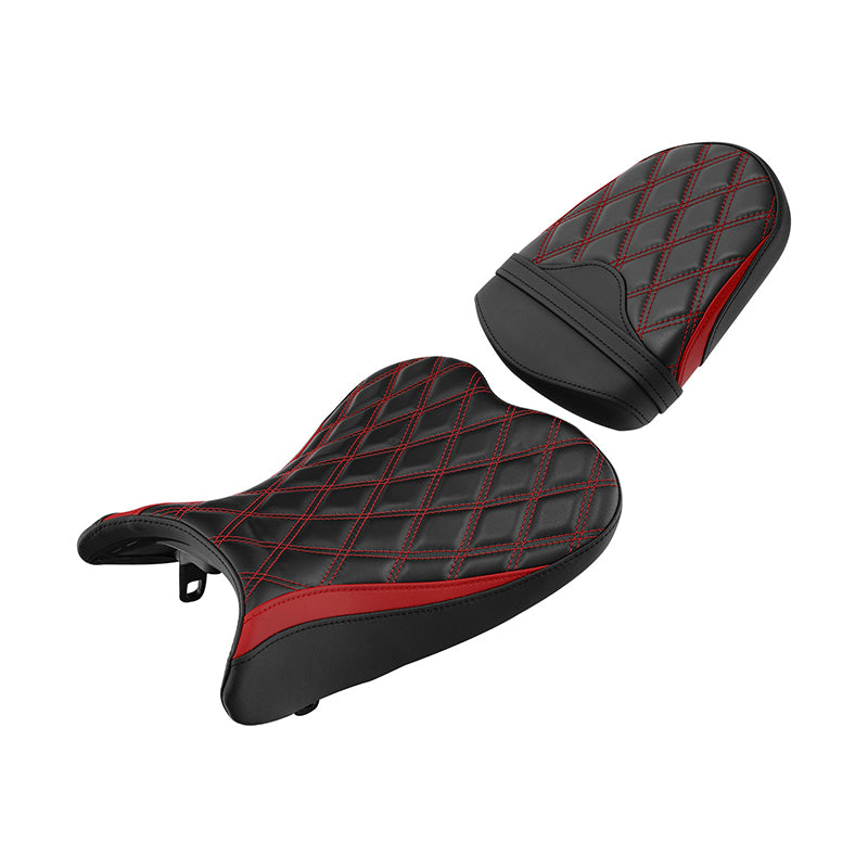 C.C. RIDER GSX-R750 GSX-R600 Front And Rear Seat Fit For SUZUKI GSXR750  GSXR600 Black Red Lattice Stitch , 2006-2007