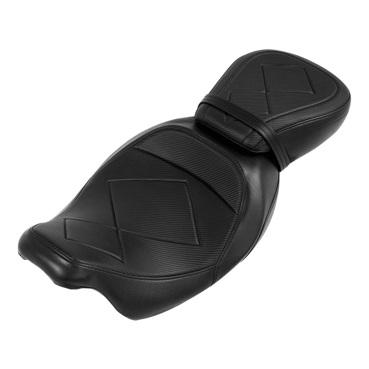 C.C. RIDER Touring Seat Two Piece 2 Up Seat Low Profile Driver Passenger  Seat Comfort Ace For Road Glide Street Glide Road King, 2009-2023 - Black