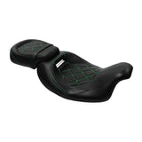 Heated Seat C.C. RIDER Touring Seat Two Piece 2 Up Seat Low Profile Driver Passenger Seat Lattice Sititching For Road Glide Street Glide Road King, 2009-2023