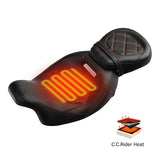 Heated Seat C.C. RIDER Touring Seat Two Piece 2 Up Seat Low Profile Driver Passenger Seat Lattice Sititching For Road Glide Street Glide Road King, 2009-2023