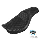 Gel Seat C.C. RIDER Dyna Seat 2 up Seat Motorcycle Seat Black Stitiching For Dyna Low Rider Fat Bob FXD/FXDWG, 2006-2017