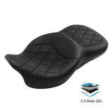 Gel Seat C.C. RIDER Touring Seat 2 Up Seat Driver Passenger Seat For Harley CVO Road Glide Electra Glide Street Glide Road King Lattice, 2009-2023