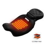 Heated Seat C.C. RIDER Touring Seat Two Piece 2 Up Seat Low Profile Driver Passenger Seat Lattice Sititching For Road Glide Street Glide Road King, 2009-2023