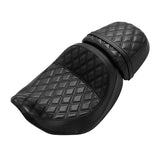 C.C. RIDER Touring Seat Two Piece 2 Up Seat Low Profile Driver Solo Seat Passenger Seat Black Lattice Stitching For CVO Street Glide CVO Road Glide, 2023-2024