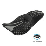 Gel Seat C.C. RIDER Touring Seat 2 up Seat Driver Passenger Seat For Harley Touring Street Glide Road Glide Electra Glide Honeycomb Stitiching, 2008-2023