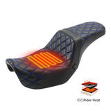 Heated Seat C.C. RIDER  Dyna Step Up Seat 2 up Seat Diamond Stitching For Dyna Low Rider Fat Bob FXD/FXDWG, 2006-2017