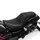 Heated Seat C.C. RIDER  Dyna Step Up Seat 2 up Seat Diamond Stitching For Dyna Low Rider Fat Bob FXD/FXDWG, 2006-2017