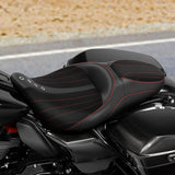 C.C. RIDER Touring Seat 2 up Seat Driver Passenger Seat Alcantara Leather For Harley Touring Street Glide Road Glide Electra Glide, 2008-2023