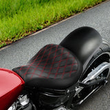 C.C.RIDER Custom Short Oval Rear Fender With Red Diamond Dtitching Solo Seat In Black Gelcoat Finish Fit For Harley Softail Breakout FXBR FXBRS, 2018-2023