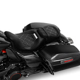 NEW C.C. RIDER Touring Seat Two Piece 2 Up Seat Low Profile Driver Passenger Seat Lattice Sititching For Road Glide Street Glide Road King, 2009-2023
