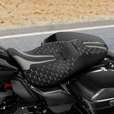 Gel Seat C.C. RIDER Touring Seat 2 up Seat Driver Passenger Seat For Harley Touring Street Glide Road Glide Electra Glide Honeycomb Stitiching, 2008-2023