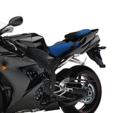 C.C. RIDER YZF R1 Front And Rear Seat Black Blue Alcantara Leather For YAMAHA YZFR1, 2004-2006