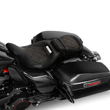 Heated Seat C.C. RIDER Touring Seat Two Piece 2 Up Seat Low Profile Driver Passenger Seat Lattice Sititching For Road Glide Street Glide Road King, 2009-2023