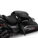 Heated Seat C.C. RIDER Touring Seat Two Piece 2 Up Seat Low Profile Driver Passenger Seat Lattice Sititching For Road Glide Street Glide Road King, 2009-2023