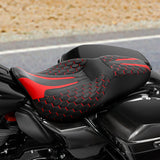 Heated Seat C.C. RIDER Touring Seat 2 up Seat Driver Passenger Seat For Harley Touring Street Glide Road Glide Electra Glide Honeycomb Stitiching, 2008-2023