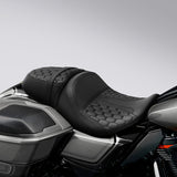 C.C. RIDER Touring Seat Two Piece 2 Up Seat Low Profile Driver Solor Seat Passenger Seat Honeycomb Sitiching For CVO Street Glide CVO Road Glide, 2023-2024