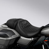 Gel Seat C.C. RIDER Touring Seat Two Piece 2 Up Seat Driver Solo Seat Passenger Seat Black Lattice Stitching For CVO Street Glide CVO Road Glide, 2023-2024