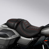 C.C. RIDER Touring Seat Two Piece 2 Up Seat Low Profile Driver Solo Seat Passenger Seat Red Stitching For CVO Street Glide CVO Road Glide, 2023-2024