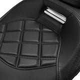 Heated Seat C.C. RIDER Touring Seat Two Piece 2 Up Seat Low Profile Driver Passenger Seat Lattice Stitching For Road Glide Street Glide Road King, 2009-2023