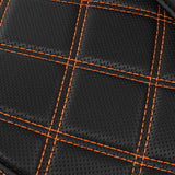 C.C. RIDER Touring Seat Solo Seat Low Profile Driver Seat Orange Lattice Stitching Fit For Harley Touring With Stretched Gas Tank, 2008-2024