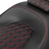 Gel Seat C.C. RIDER Touring Seat Two Piece 2 Up Seat Low Profile Driver Passenger Seat For Road Glide Street Glide Road King Lattice Stitching, 2009-2023