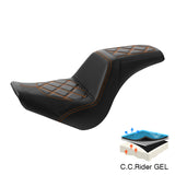 C.C. RIDER Softail Step Up Seat 2 Up Seat Diamond Stitching For Softail Street Bob FXBB Standard FXST Models 2018-2024