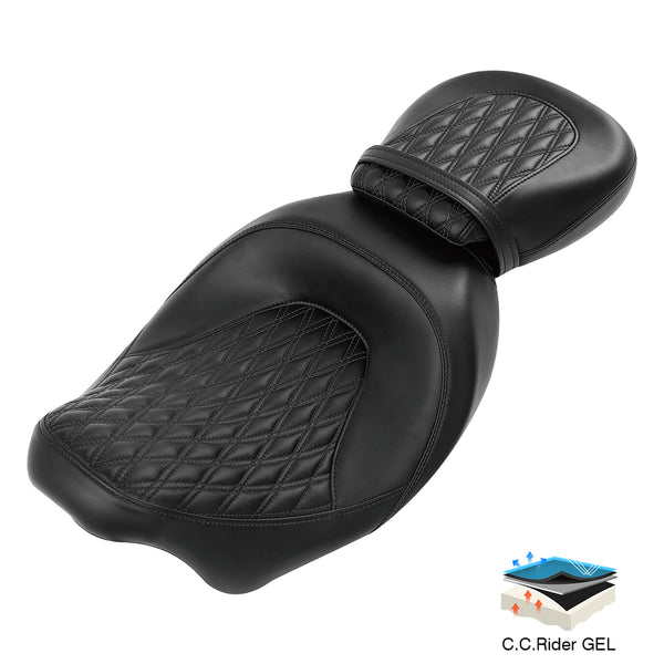 Gel Seat C.C. RIDER Touring Seat Two Piece 2 Up Seat Low Profile Drive ...