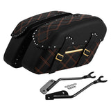 C.C.RIDER  Orange Cross Stitching  Detachables Saddlebags Brass Trimming Harley Softail FatBoy 114 Breakout 114 FLFB FLFBS FXBR FXBRS, 2018-2024