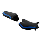 C.C. RIDER Carbon Fiber Pattern Front And Rear Seat With  Blue Trimming For SUZUKI GSXR1000, 2009-2016