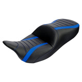 C.C. RIDER Touring Seat Driver Passenger Seat 2 Up Seat Alcantara Blue Trimming For FL Touring Road King Electra Glide Road Glide, 2009-2023