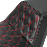 C.C. RIDER Dyna Step Up Seat 2 up Seat Red Stitching For Dyna Low Rider Fat Bob FXD/FXDWG, 2006-2017